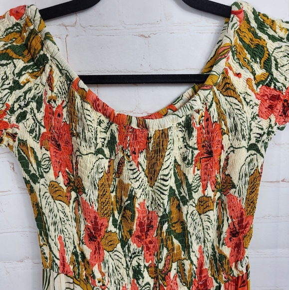 Cleobella by Anthropologie Nohea Tropical Indian Hibiscus Smock Jumpsuit Medium - Picture 3 of 9